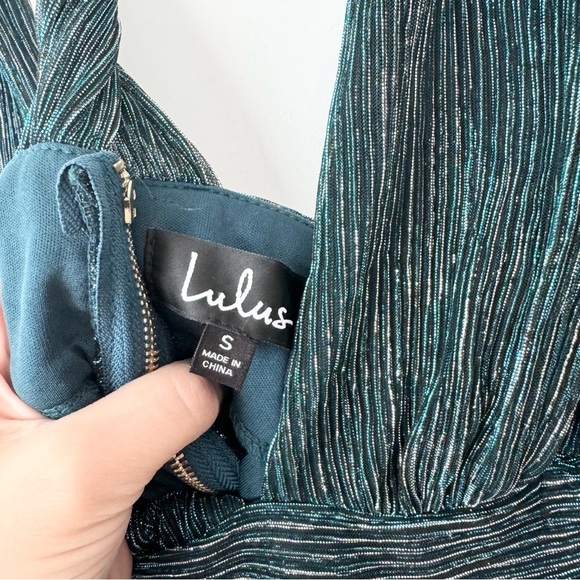 Lulu’s Ailey Gold and Teal Blue Skater Dress - Picture 4 of 8